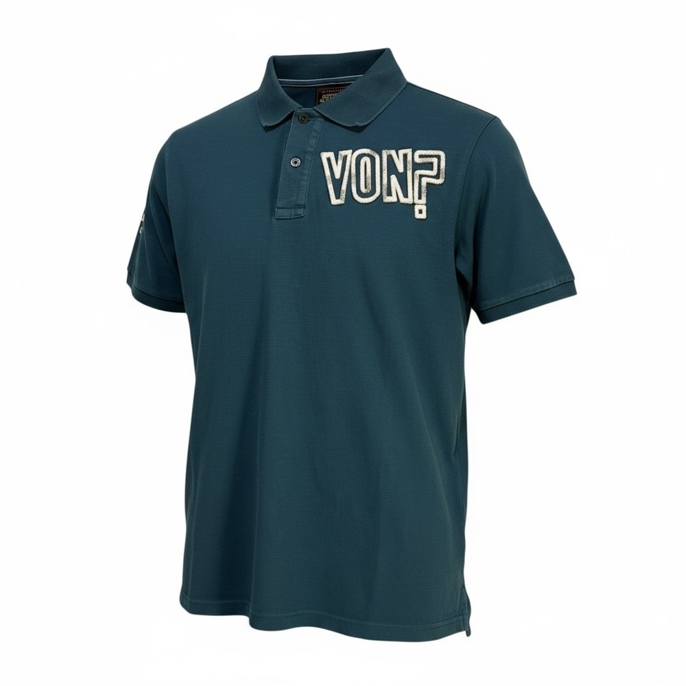 Von Dutch‎ Mens Polo Shirt Kustommade Originals Teal Graphic Small Appliqué